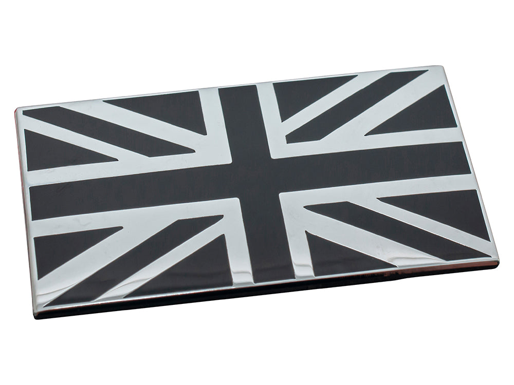 LAND ROVER METAL SELF ADHESIVE BLACK AND SILVER UNION JACK. PART DA7637