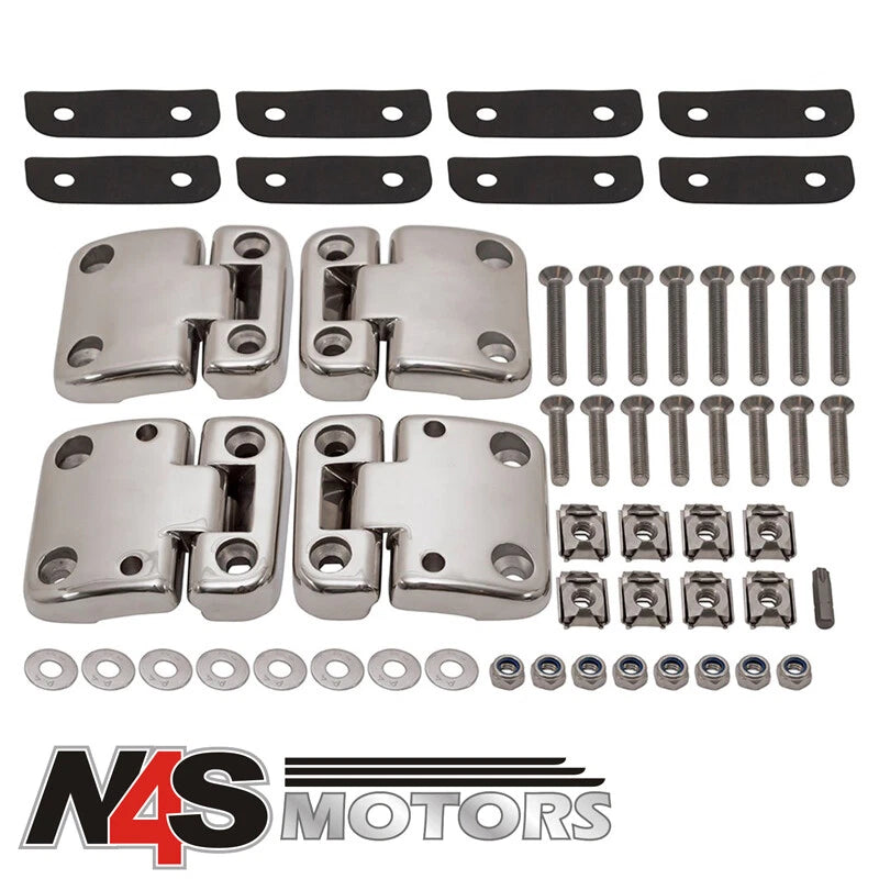 LAND ROVER DEFENDER FRONT DOOR STAINLESS STEEL HINGES AND BRACKETS. PART DA1951