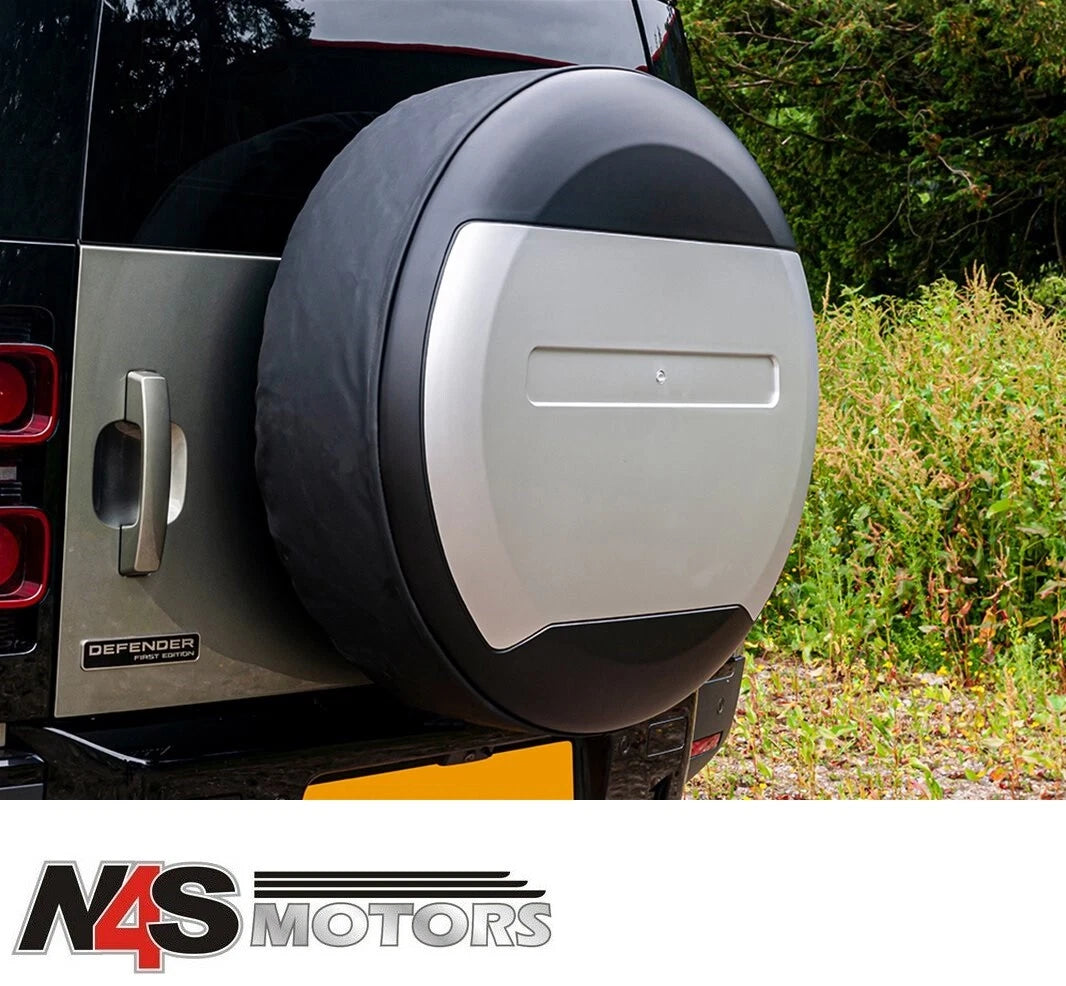 LAND ROVER DEFENDER 2020 ONWARDS SPARE WHEEL COVER MATTE BLACK AND SILVER DA2892