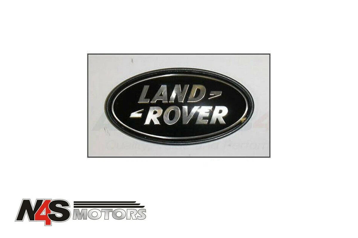 LR RANGE ROVER L322 OVAL REAR BODY BADGE SILVER ON BLACK GENUINE. DAH500330LR