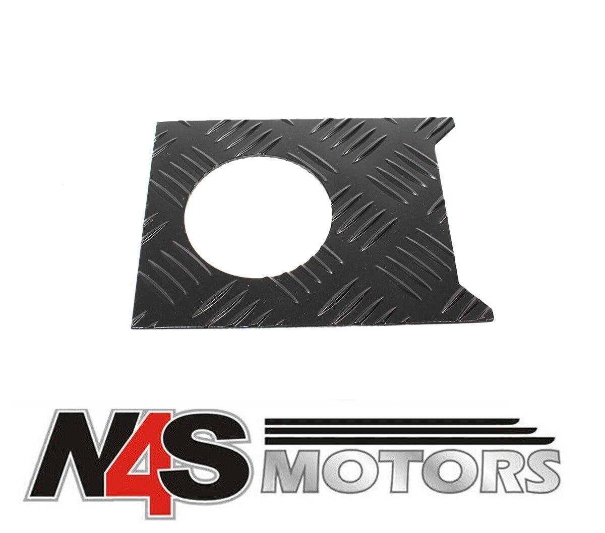 LR DEFENDER PRE TD5 FUEL FILLER SURROUND CHEQUER PLATE BLACK FF-TDI/B / TF8215