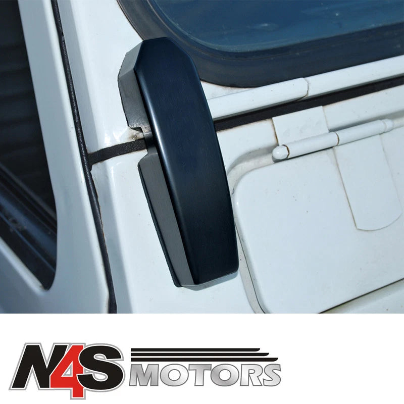 LAND ROVER DEFENDER ALUMINIUM WINDSCREEN BRACKET PAIR BLACK. PART DA1142B