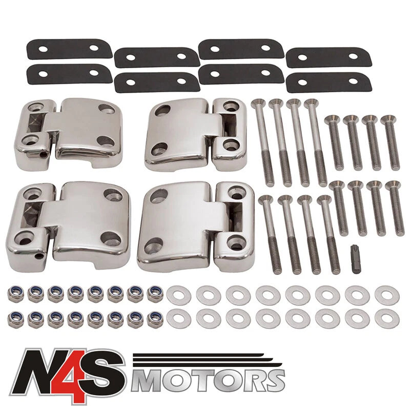 LAND ROVER DEFENDER 2ND ROW DOOR STAINLESS STEEL HINGES AND BRACKETS PART DA1952