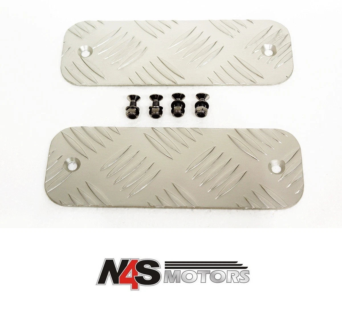 LR DEFENDER SILVER ANODISED BUMPER TREAD PLATE WITH S/S FITTINGS. PART BTS-KIT/A
