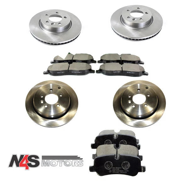 DISCO 3 FRONT & REAR BRAKE DISC & PAD SDB000604x2,LR134694,SDB000636x2,LR134696