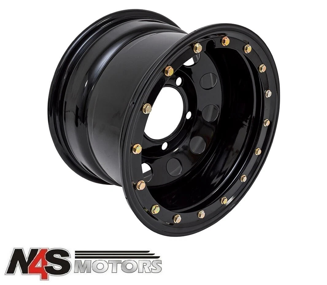 LAND ROVER DEFENDER IMITATION BEADLOCK GLOSS BLACK WHEEL 16 X 10”. PART DA3238