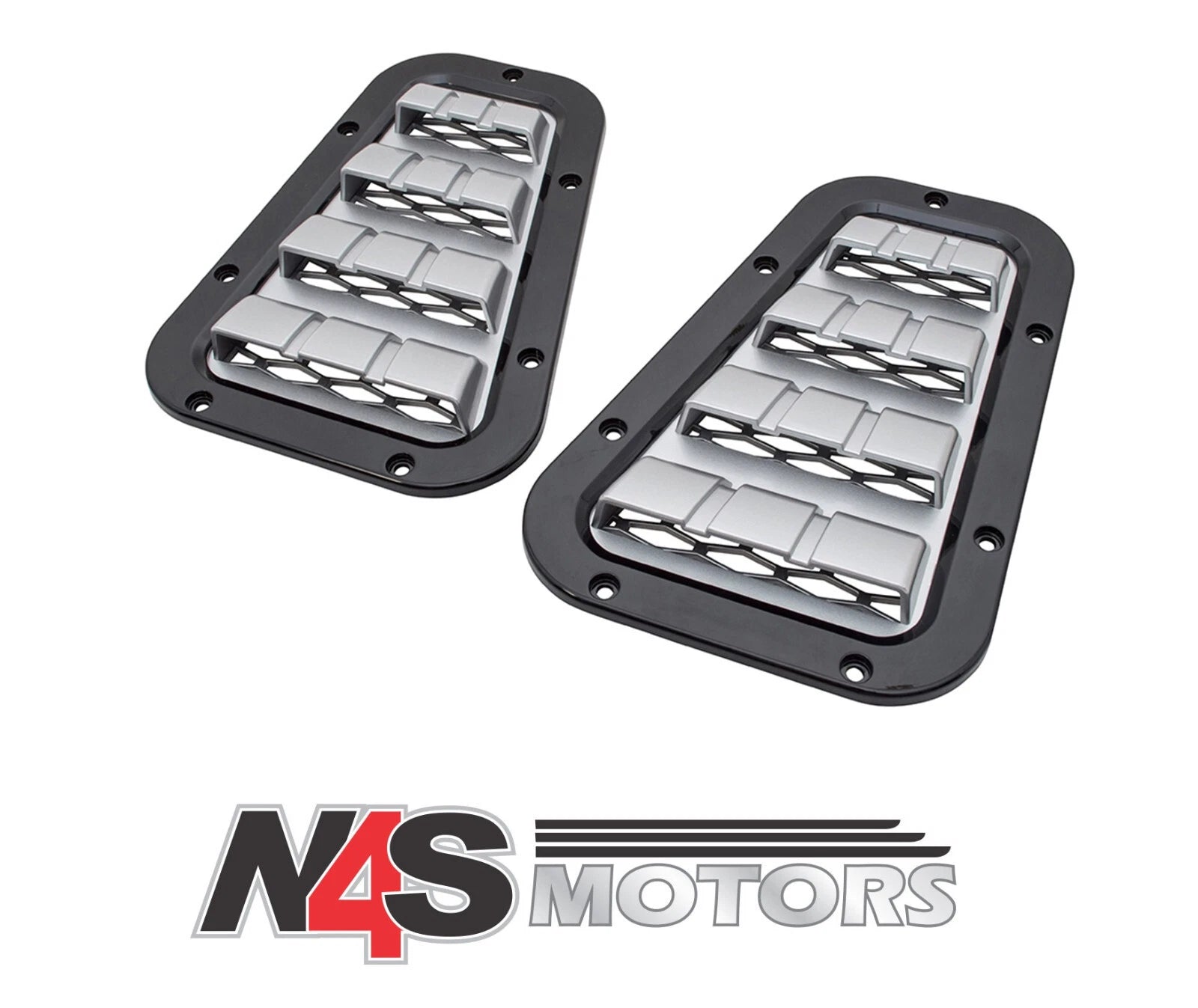 LAND ROVER DEFENDER XS BONNET VENTS BLACK WITH SILVER MESH. PART DA1974