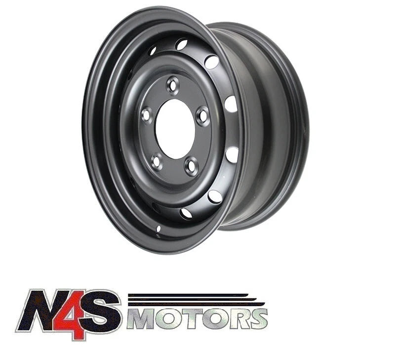 LR DEFENDER 1983-2006 WOLF STYLE MATT BLACK STEEL ROAD WHEEL 6.5x16. ANR4583PM
