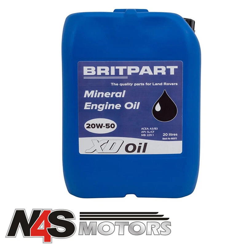 LAND ROVER BRITPART XD MINERAL ENGINE OIL 20W-50 20 LITRE. PART DA1824