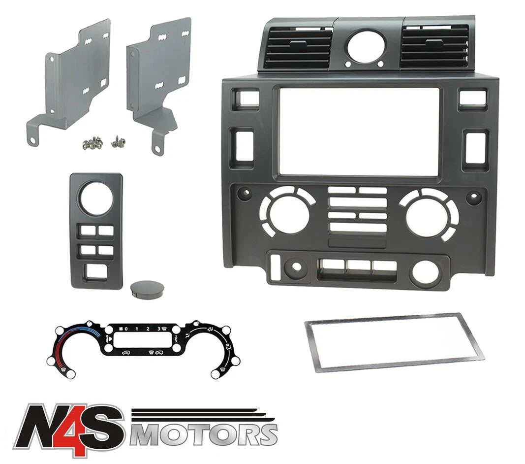 LAND ROVER DEFENDER 2007 ONWARDS MATT BLACK DOUBLE DIN FASCIA KIT. PART DA2682