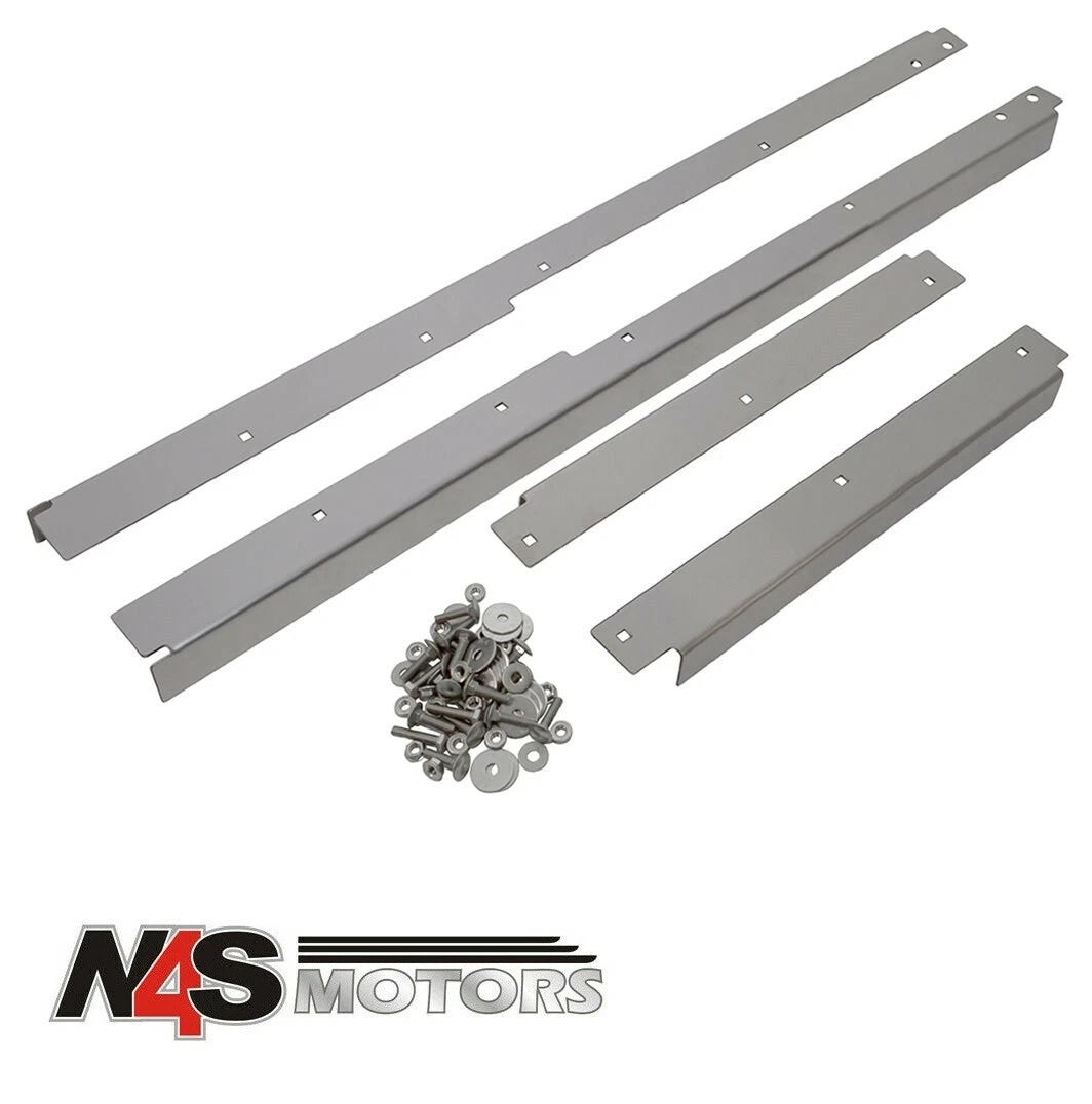 LR DEFENDER BRUSHED STAINLESS STEEL FRONT & 2ND ROW DOOR THRESHER. DA4794B